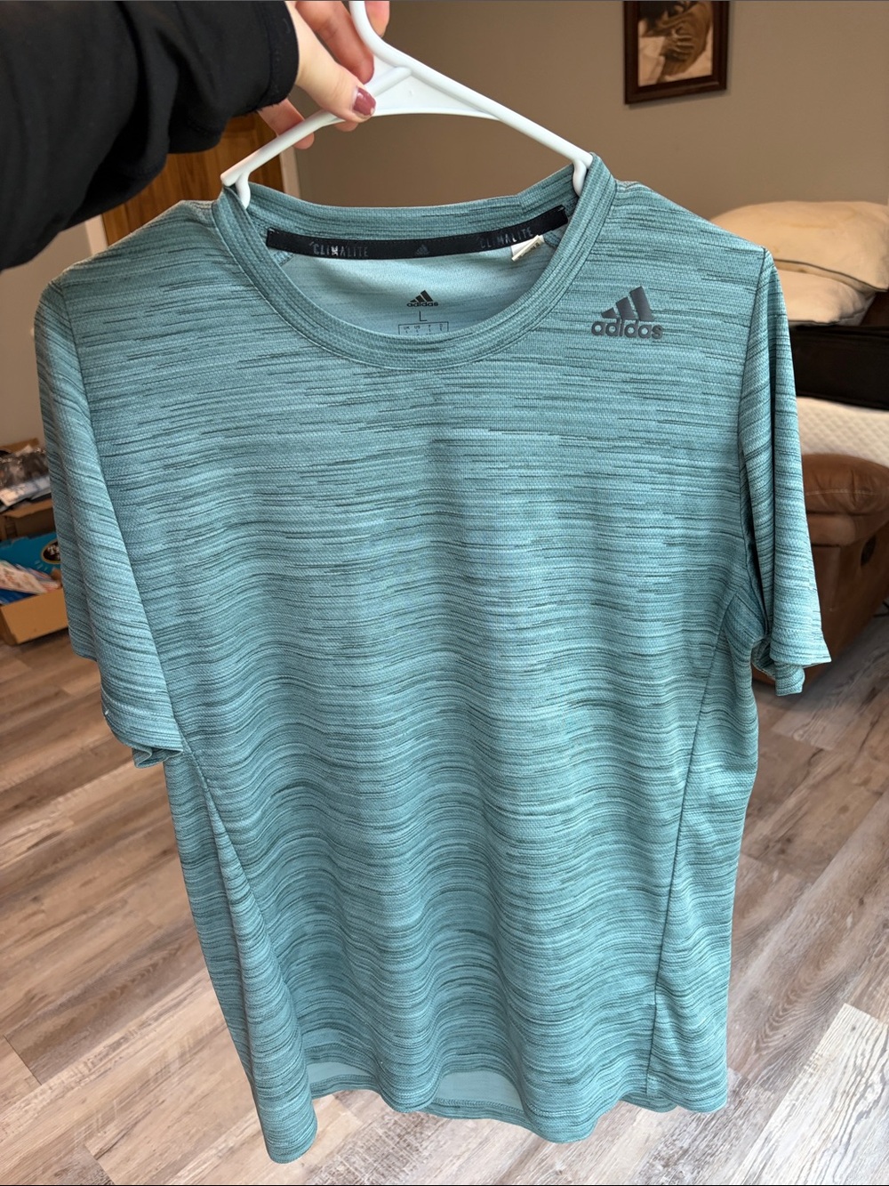 adidas Men’s Heathered Aqua Short-Sleeve Performance Tee